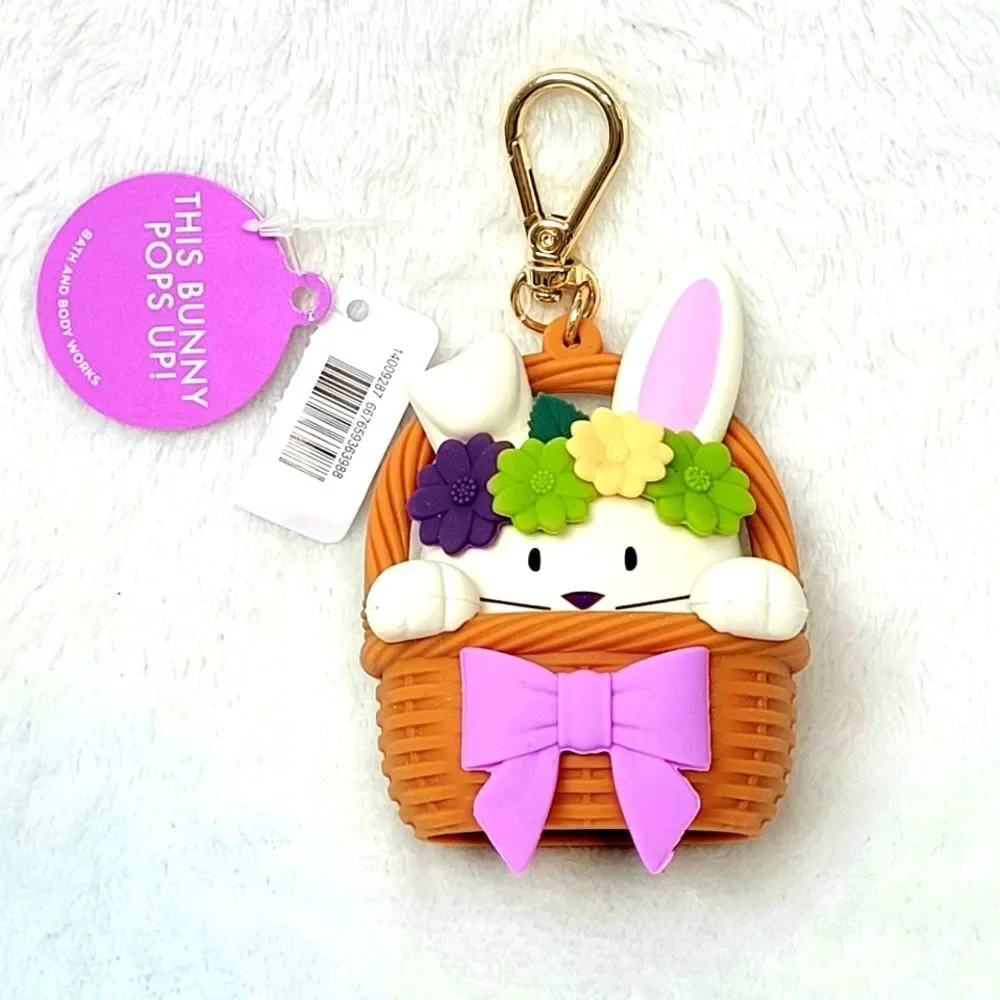 BBW Pop Up Bunny in Easter Basket with Flowers Bow New with Tags Out of Stock